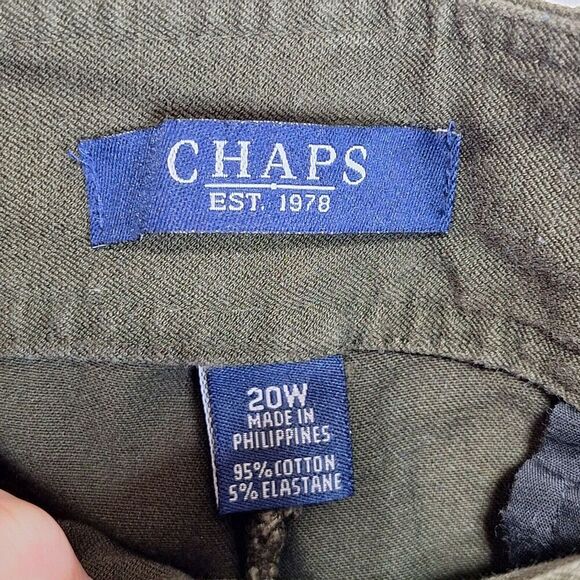 Chaps Womens Size 20W Olive Green Straight Wide Leg Pants Classic Pockets Casual - Picture 9 of 11